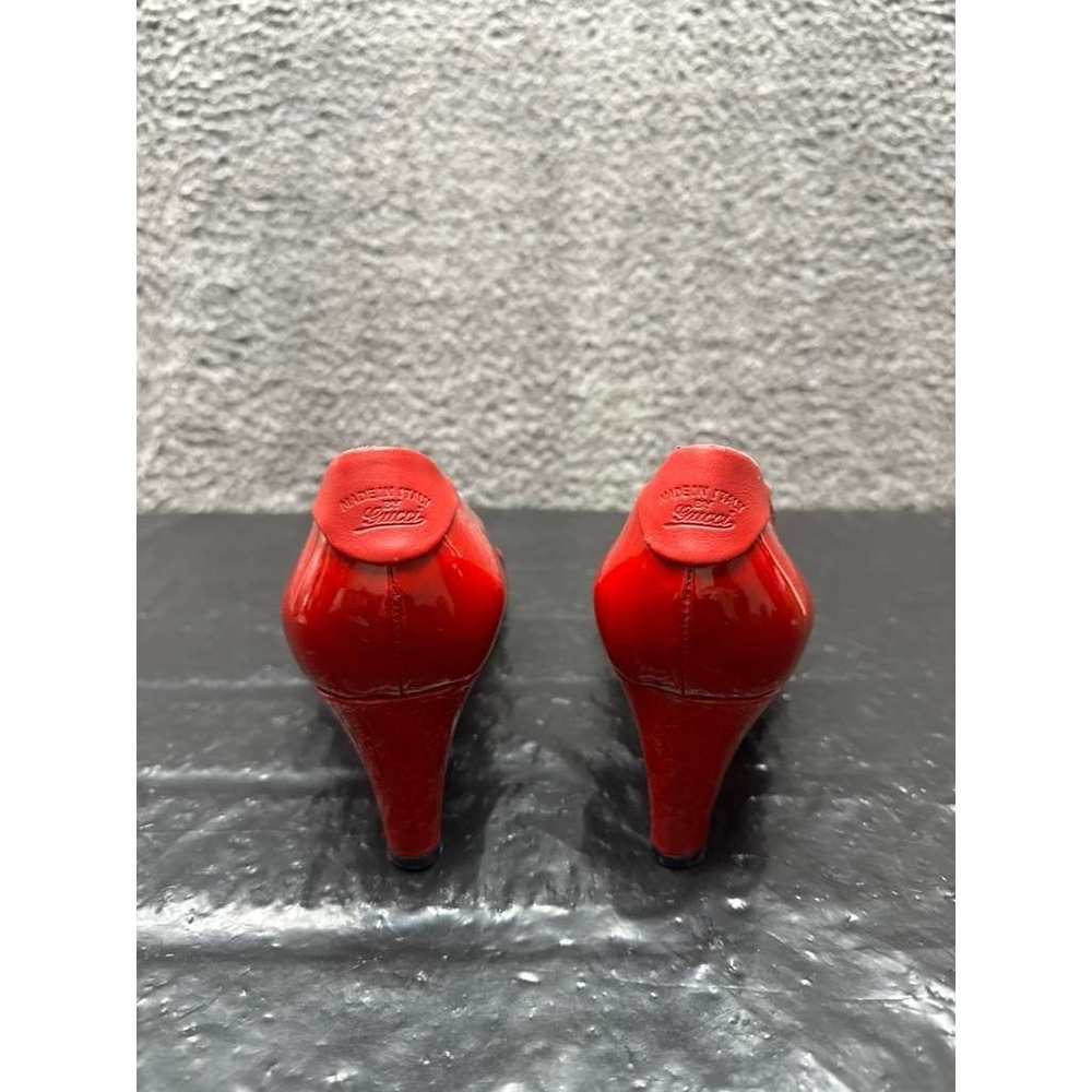 Gucci Patent Leather Round Toe Slip-On Wedge Pumps Red Womens Size 38.5 EU‎ - Picture 3 of 14